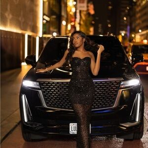 Custom Elegant Black Sequin Gown